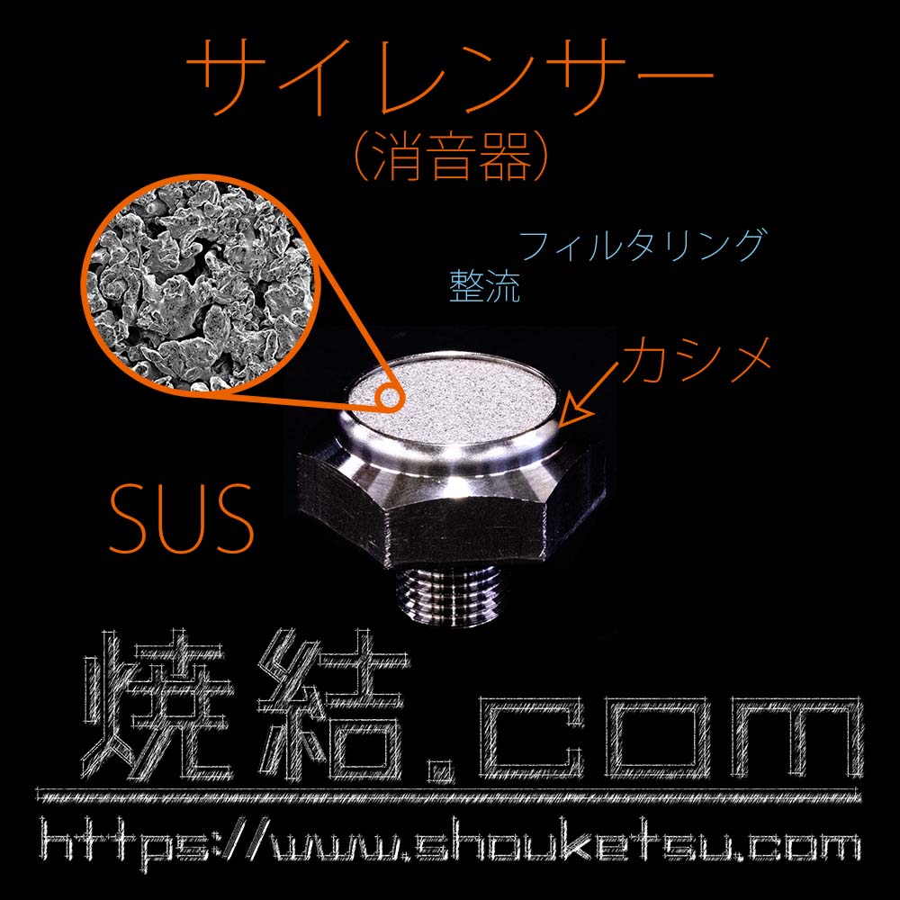 SUS製焼結金属フィルター仕様のサイレンサー（消音器）