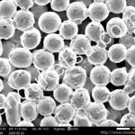 球体粉を使用した多孔質金属のSEM(走査型電子顕微鏡)画像 公称濾過精度5μmのブロンズ製多孔質焼結金属フィルター