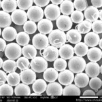 球体粉を使用した多孔質金属のSEM(走査型電子顕微鏡)画像 公称濾過精度60μmのブロンズ製多孔質焼結金属フィルター